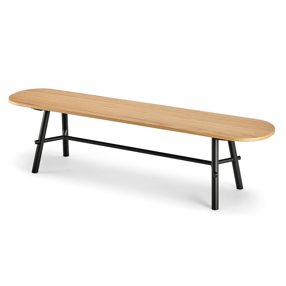 Banc en bois piétement noir Record
