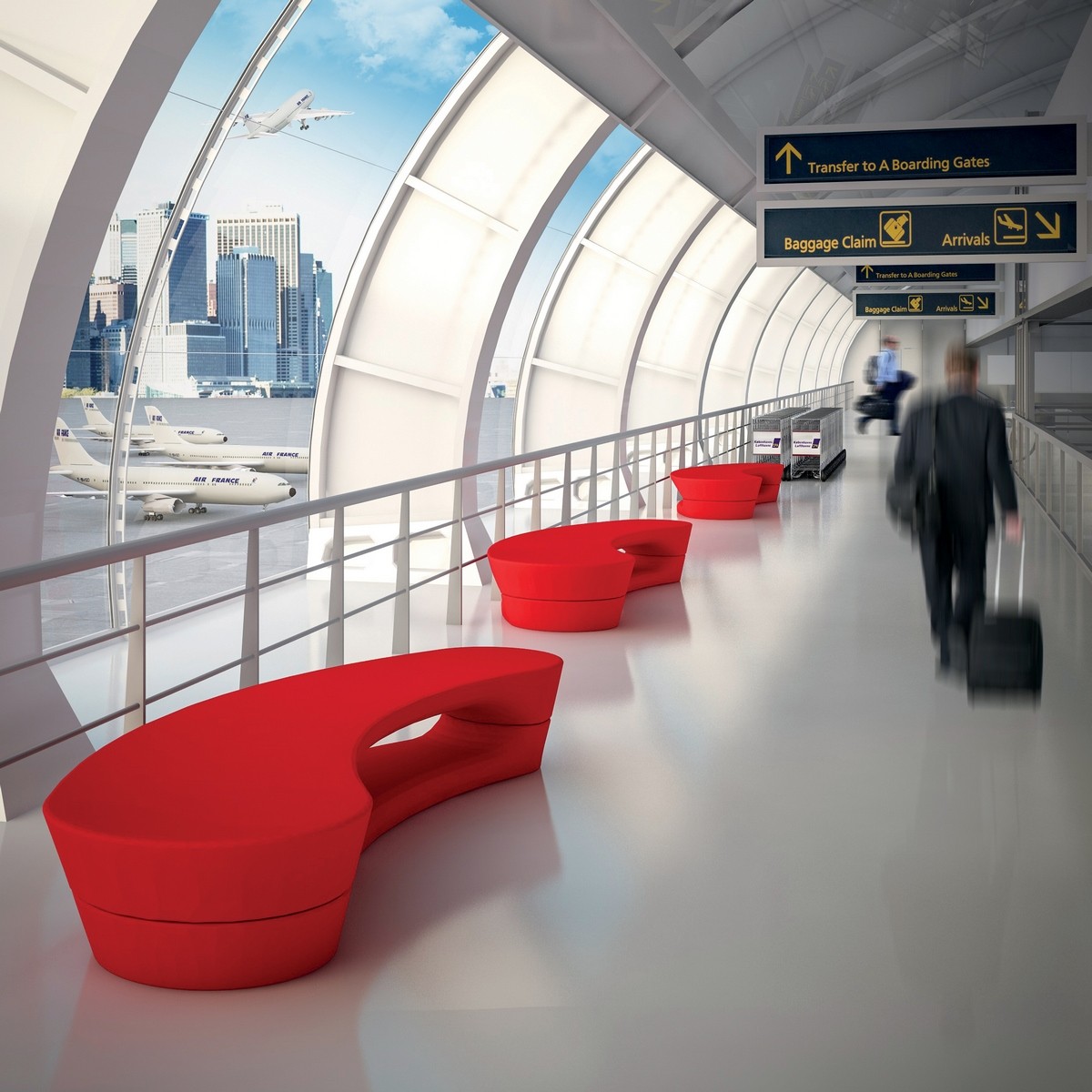 Banc outdoor design rouge Boomerang