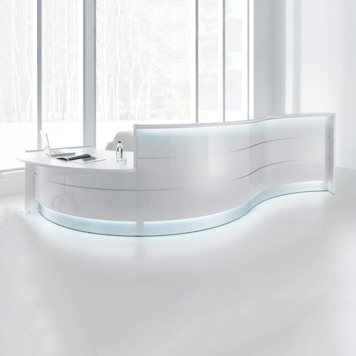 Grande banque d'accueil design blanche Valde