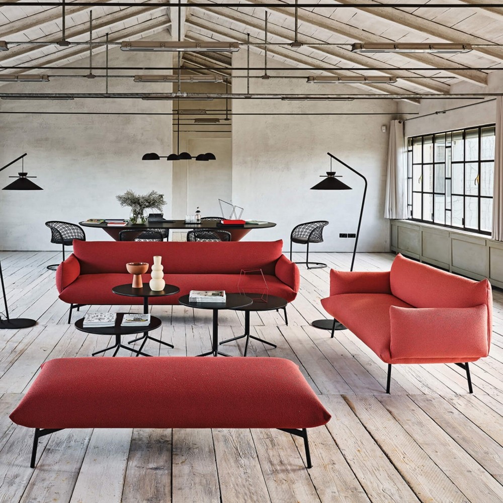 Canapé et banquette design tissu rouge AREA