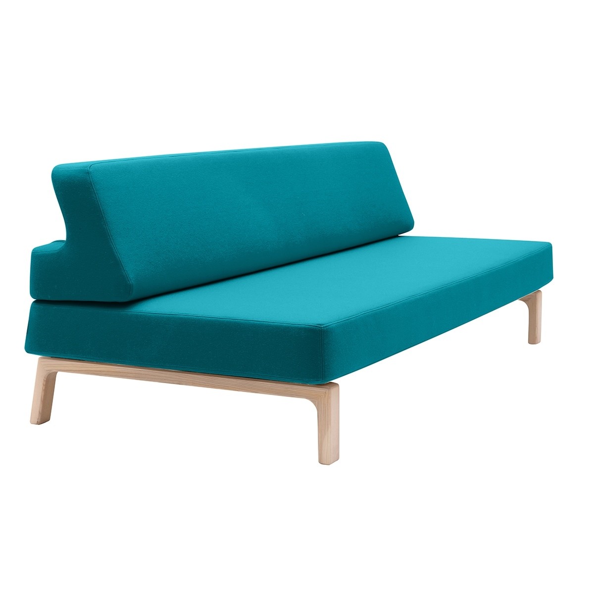 Banquette convertible turquoise avec pieds bois LAZY SOFTLINE DK