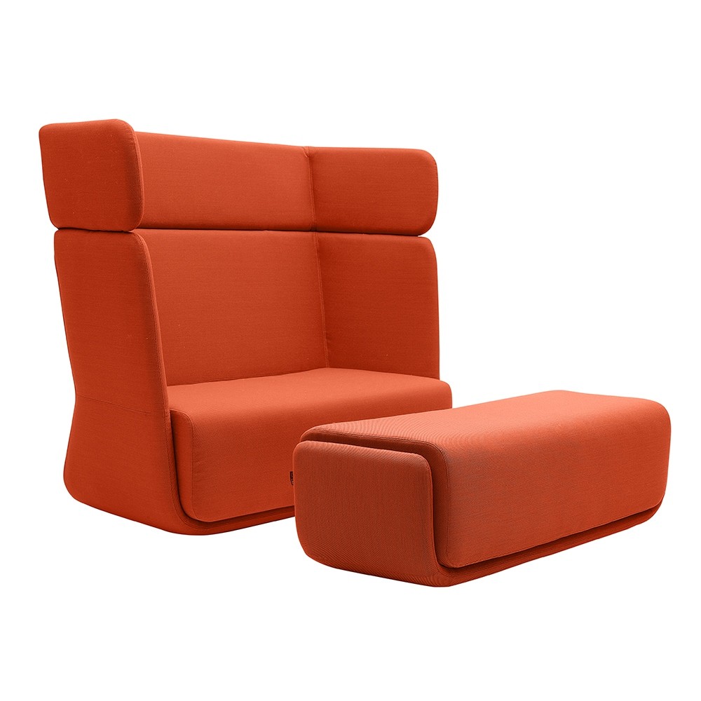 Banquette dossier haut revêtement tissu orange BASKET SOFTLINE DK