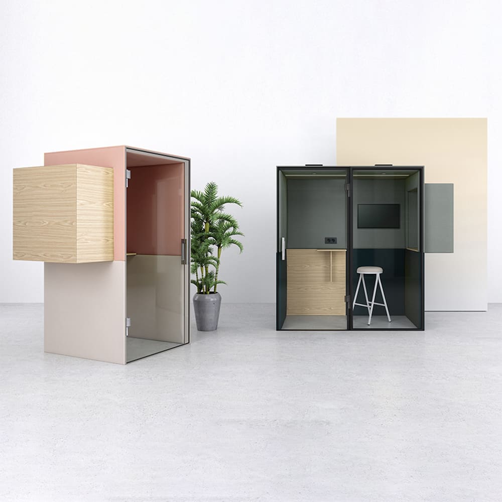 Cabines acoustiques Boston modulaires pour aménagement de bureaux modernes