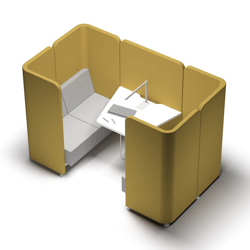 Box acoustique avec banquette et table Let's Talk