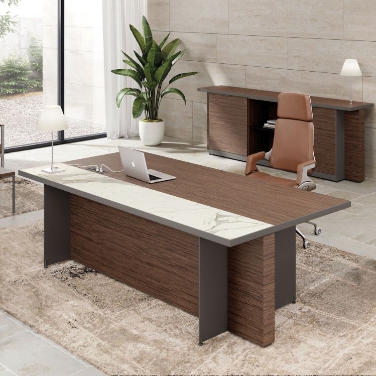 Bureau de direction vintage en bois et marbre Oasi Alea