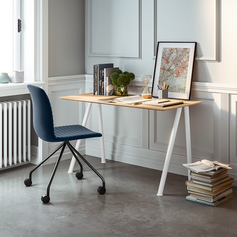 Bureau compact pour home office chêne et blanc LINK COMPAS