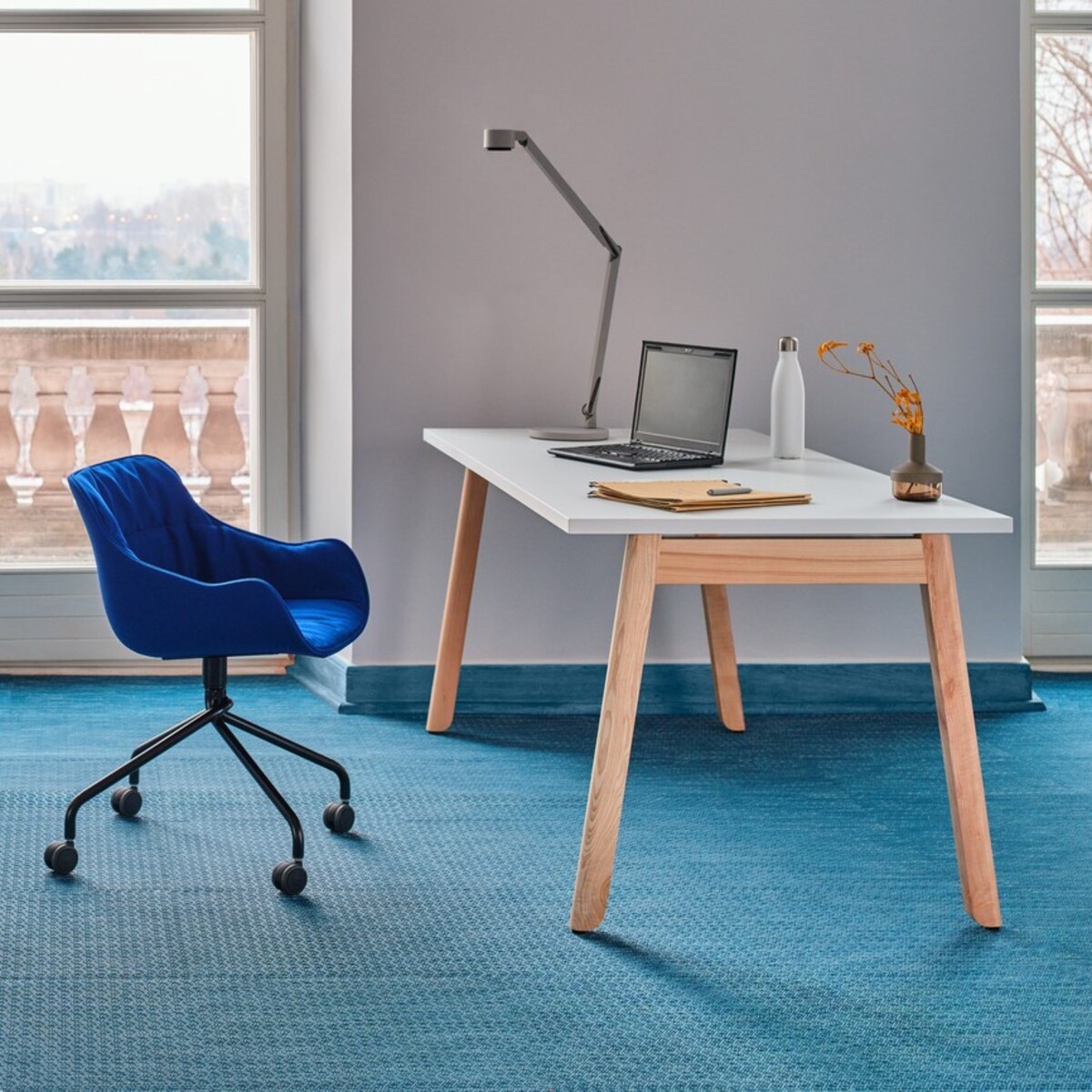 Bureau open space MDD - blanc et bois