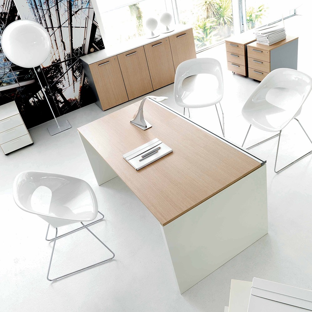 Bureau individuel design Pratiko plateau décor bois IVM 