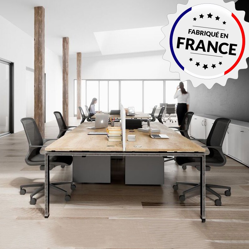 Bureau industriel pour open space bois et métal Astro Buronomic