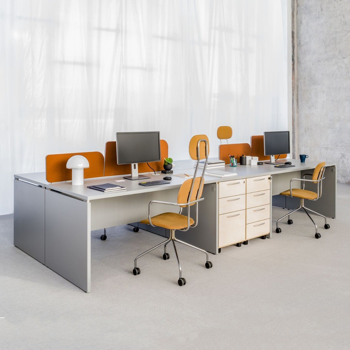 bureaux partagés  4 postes pieds panneaux Ogi V