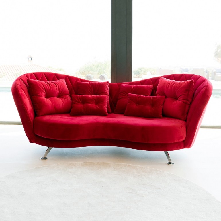 Canapé design et confortable en velours rouge Josephine