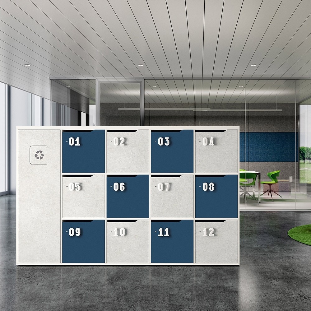 Casiers bicolore pour open space avec fente courrier Lockers IVM