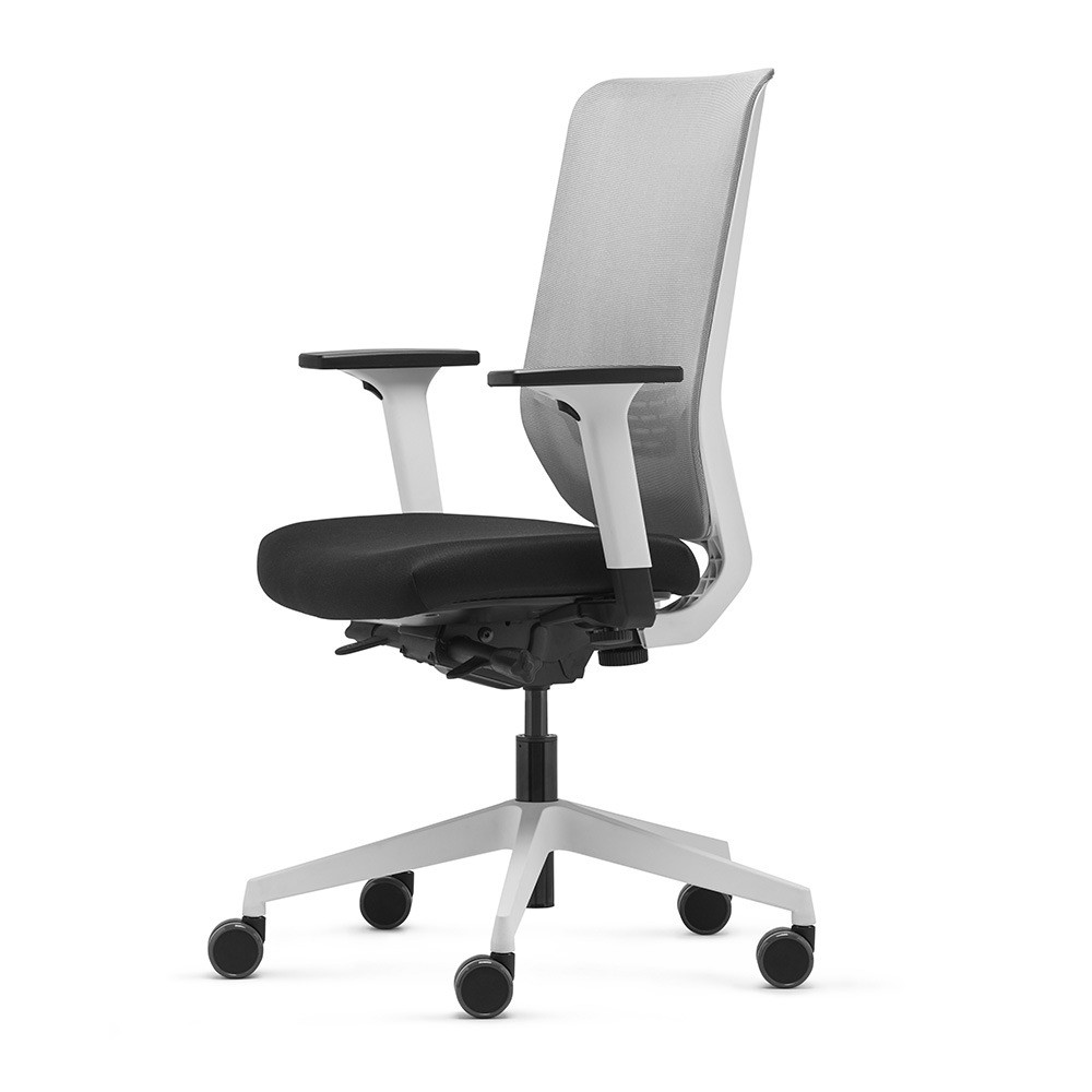 Fauteuil de bureau design blanc et noir, accoudoirs réglables To Sync
