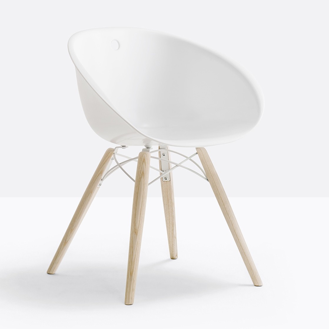 Chaise de restauration design blanche et bois Gliss Pedrali