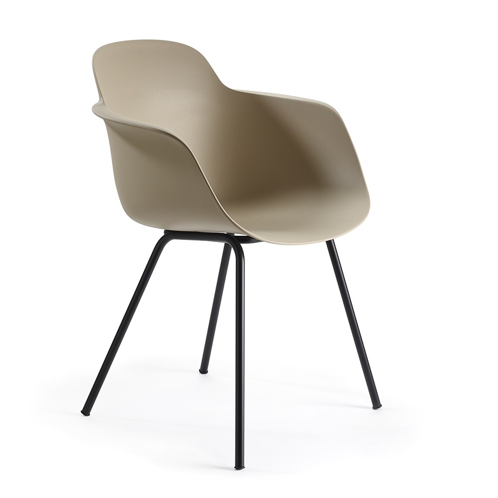 Chaise de réunion beige Sicla piétement 4 pieds métal noir