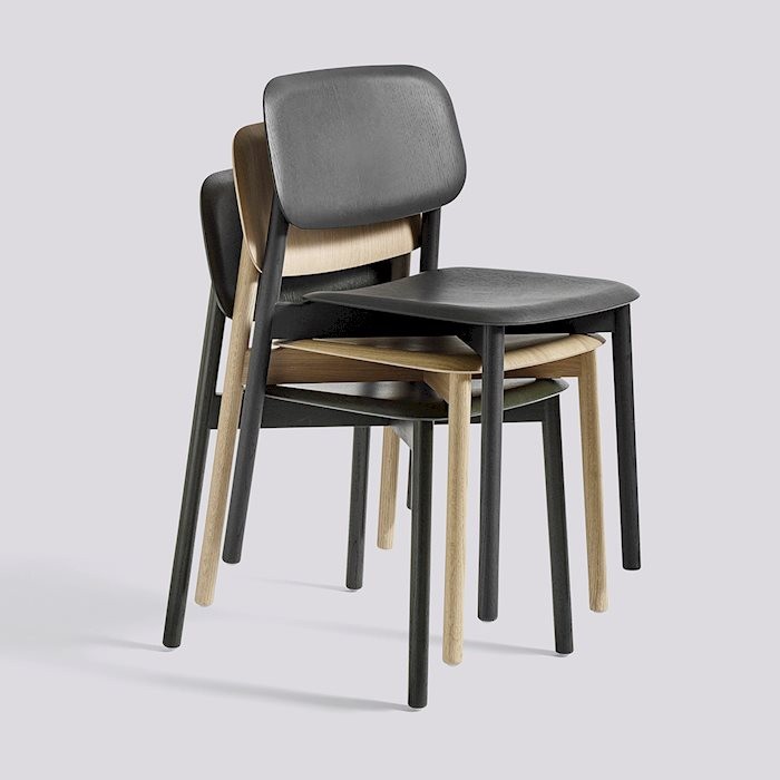 Chaise de réunion en bois empilable SOFT EDGE disponible en bois teinté ou naturel