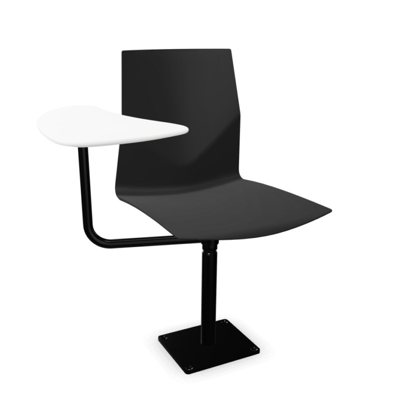Chaise auditorium avec tablette écritoire à fixer au sol coque polypropylène noir FOURCAST2AUDI