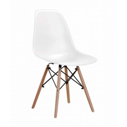 Chaise de restauration design blanche OSLO pieds bois type chaise Eames DSW