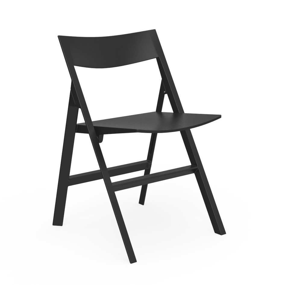 Chaise pliante design noire usage extérieur ou intérieur pour évènementiel ou aménagement tertiaire