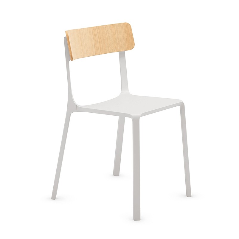 Chaise de restauration industrielle aluminium dossier bois Ruelle