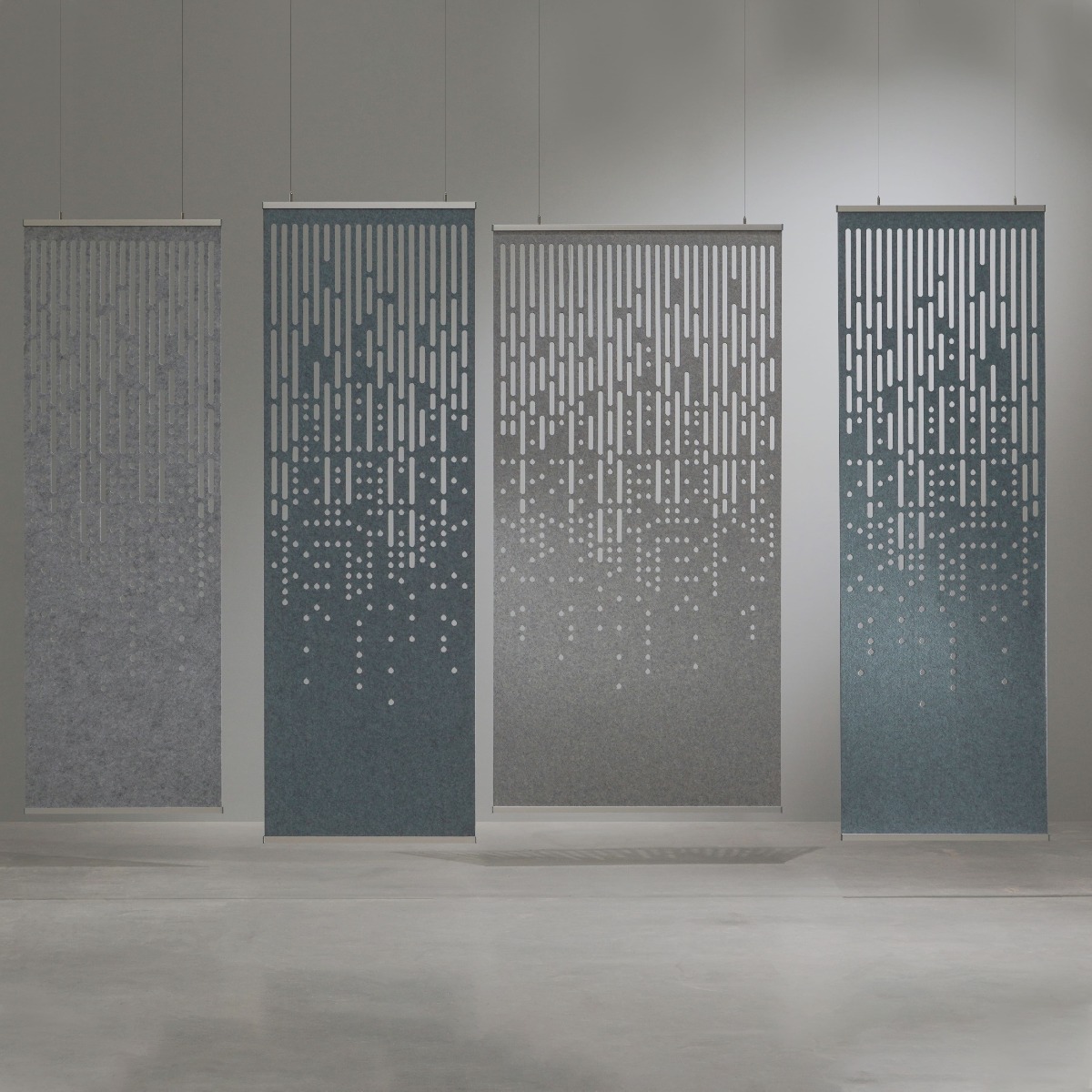 Panneaux acoustiques suspendus motif RAIN pour espace de travail