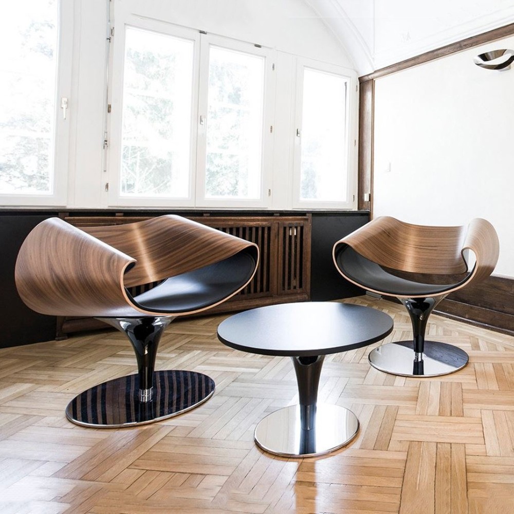 Fauteuil d'accueil design en bois de noyer Perillo Zuco