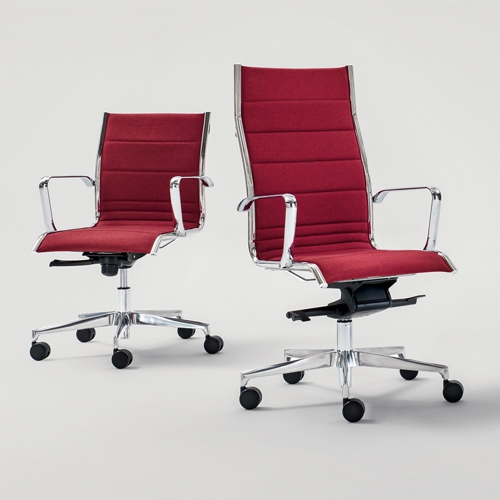 Fauteuil de direction tissu rouge structure chromée SOFT TEN