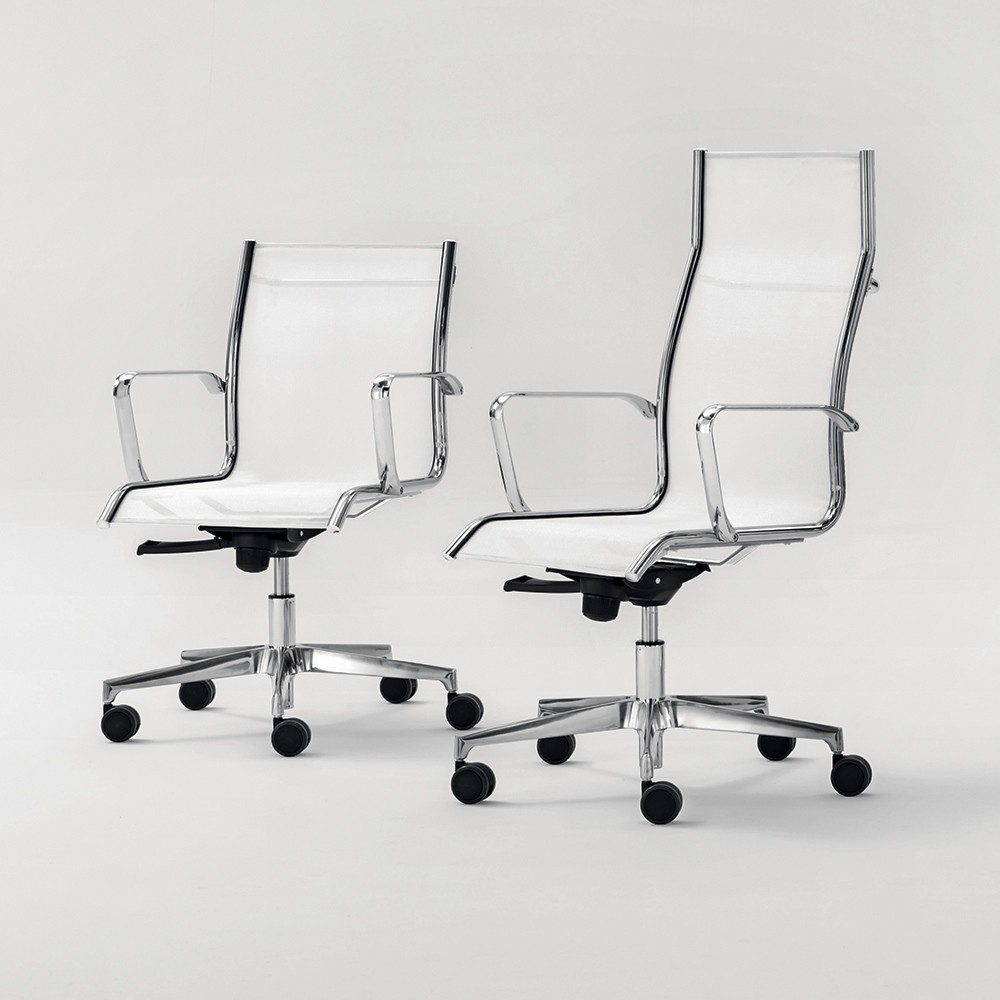 Fauteuil de bureau résille blanche structure chromée SKY MESH