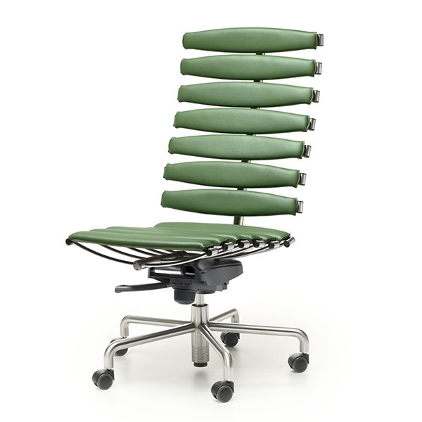 Fauteuil de direction design DS 2100 en cuir vert De Sede