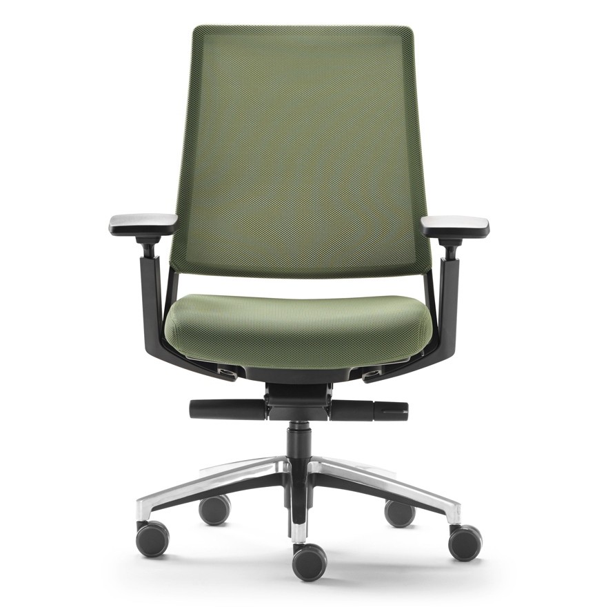 fauteuil de bureau ergonomique Kineo résille et tissu vert