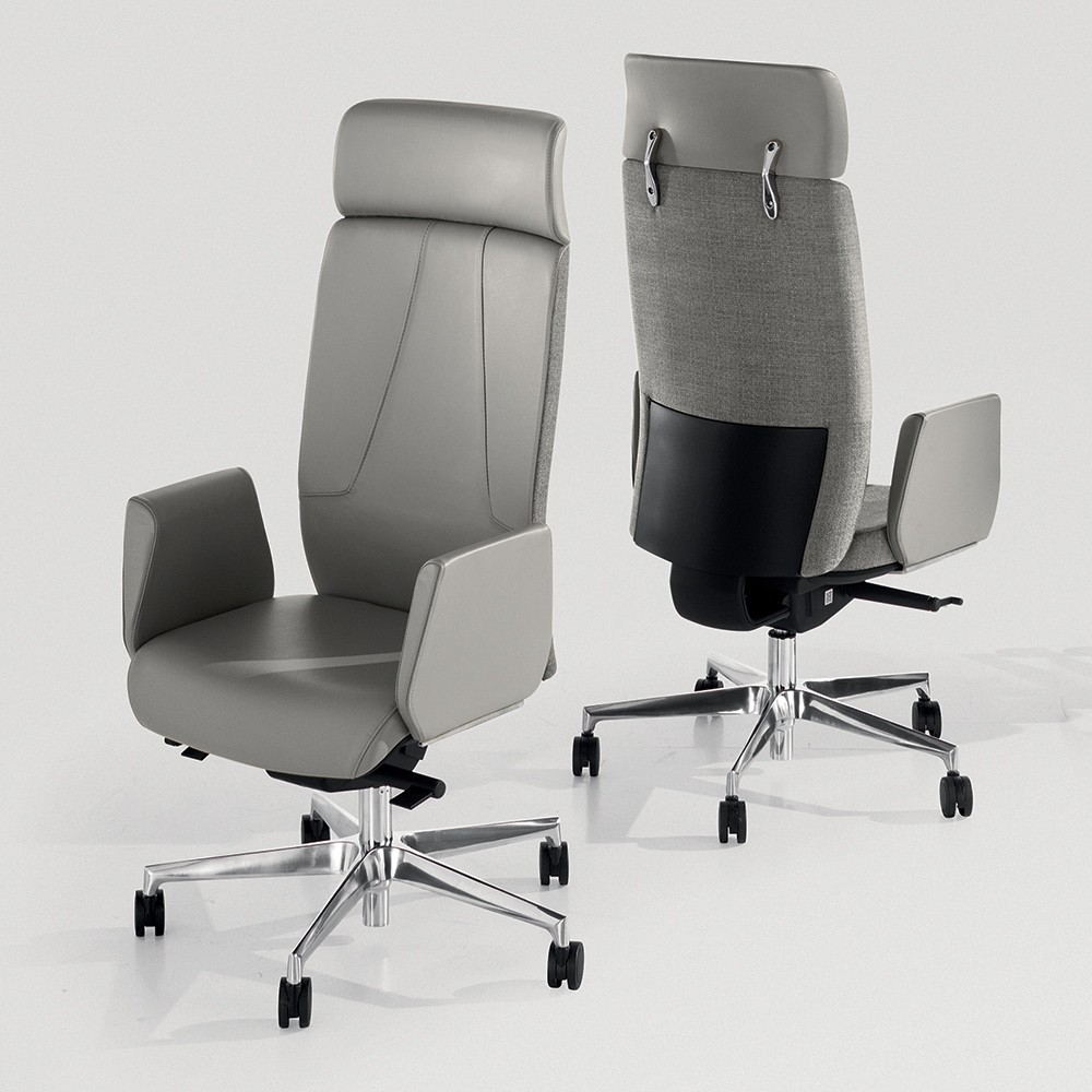 Fauteuil de bureau de direction avec tétière LEX revêtement cuir et tissu