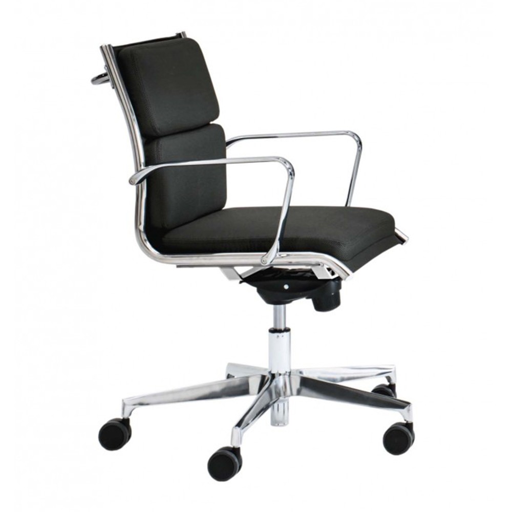 Fauteuil de bureau direction noir accoudoirs, piétement chromé SKY SOFT