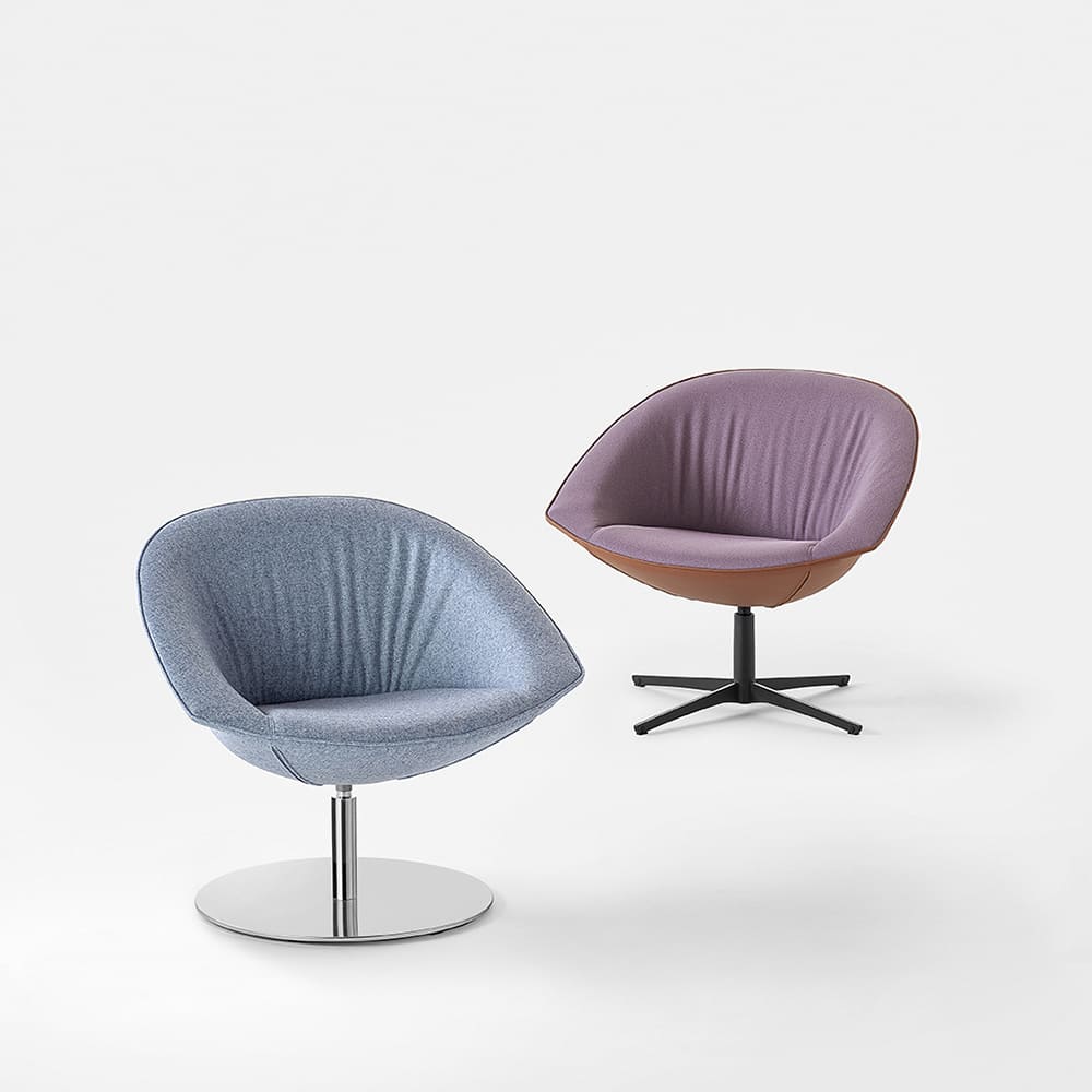 Fauteuil lounge design pivotant en cuir Krokus
