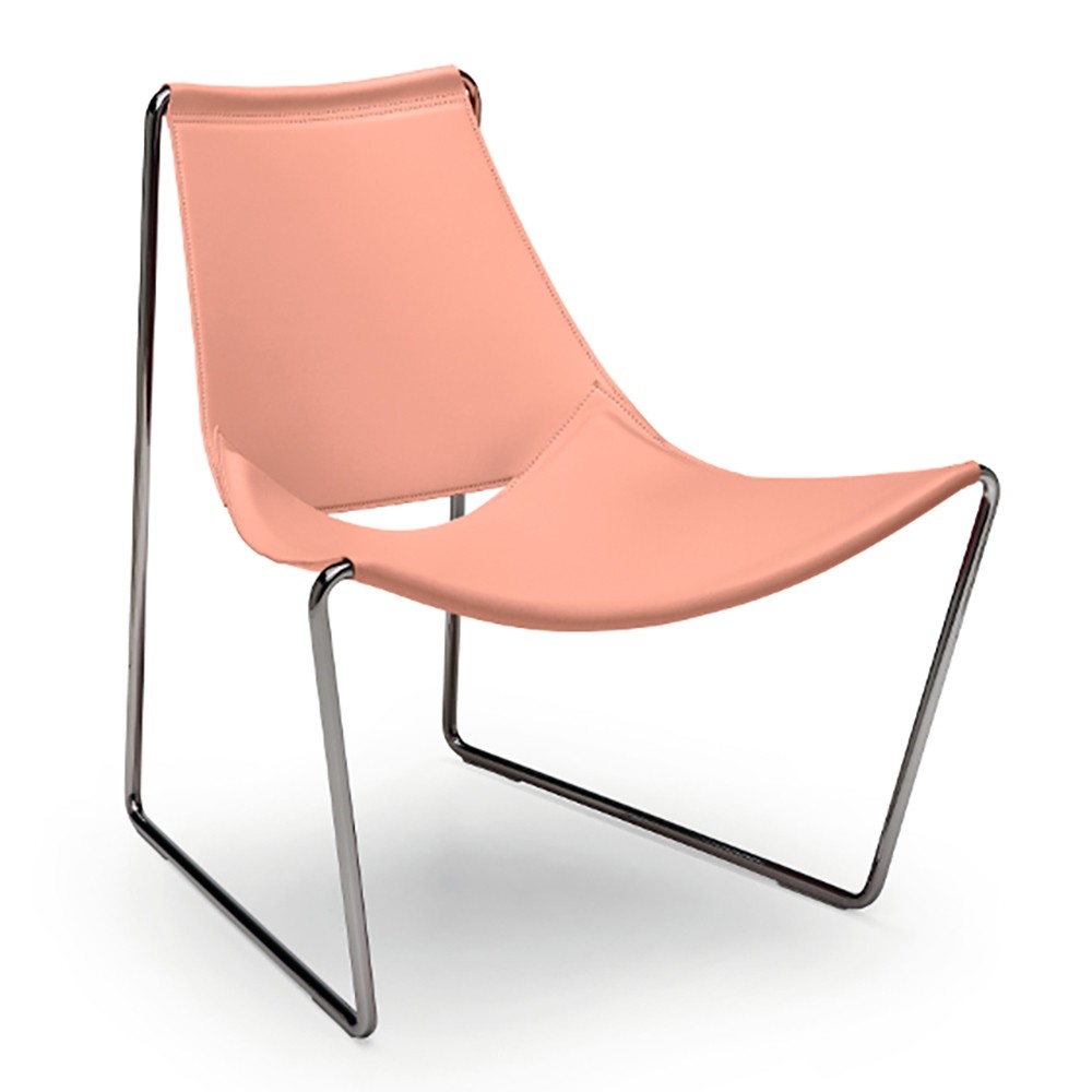 Fauteuil lounge en cuir rose Apelle Midj