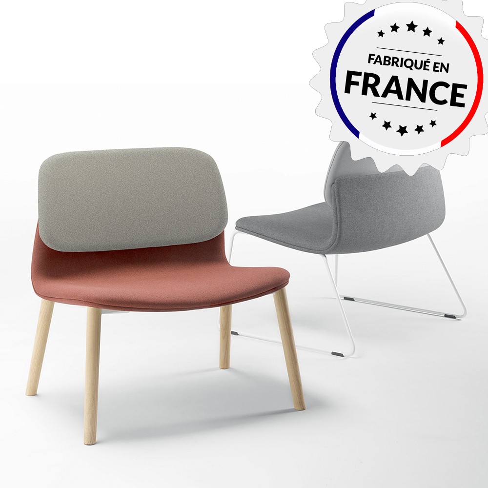 Fauteuil lounge pied bois ou acier Klik  Sokoa