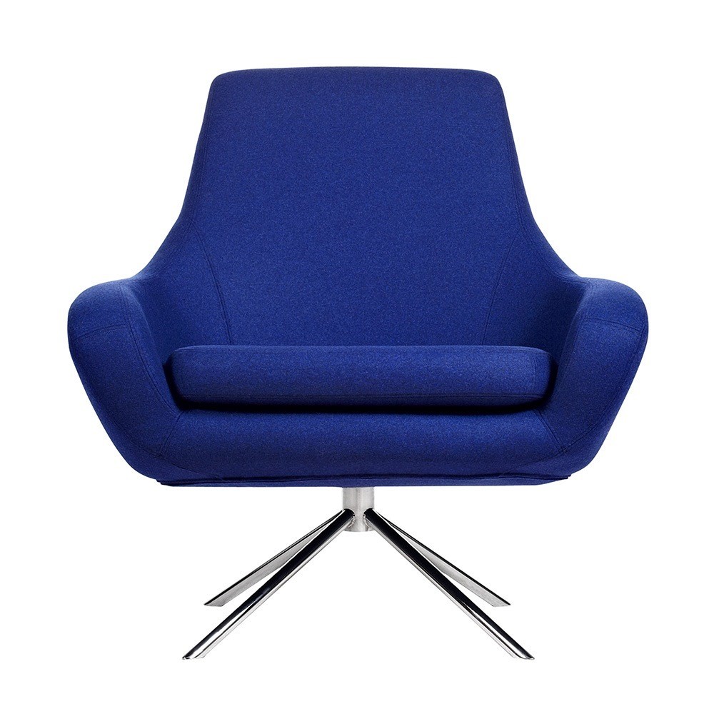 Fauteuil d'attente pivotant tissu bleu pied chromé NOOMI