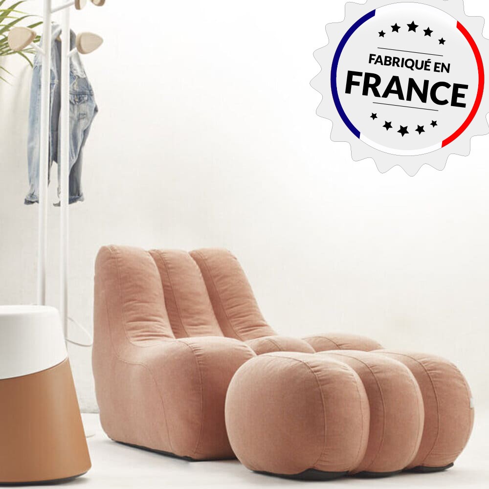 Fauteuil lounge avec repose-pieds Emeki fabriqués en france