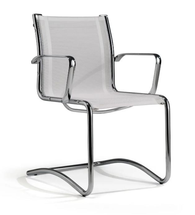 Fauteuil de réunion contemporain en résille et structure chromée SKY MESH