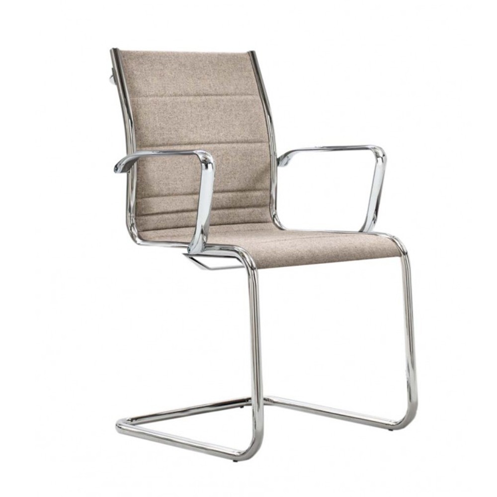 Fauteuil visiteur piétement luge SKY TEN revêtement laine beige