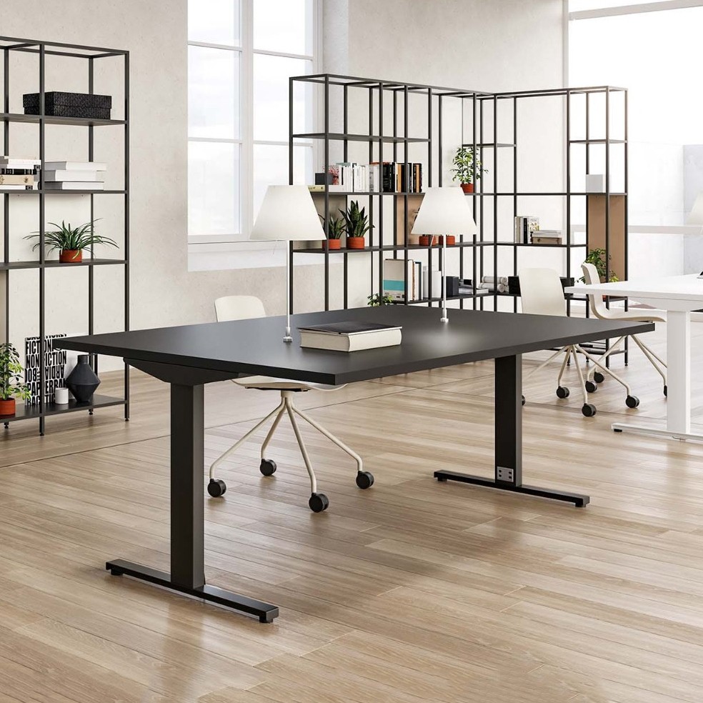 Grand bureau design noir Ortho Alea