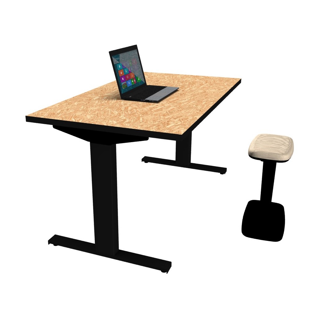 Black Pack home office bureau réglable en hauteur et tabouret ergonomique réglable en hauteur