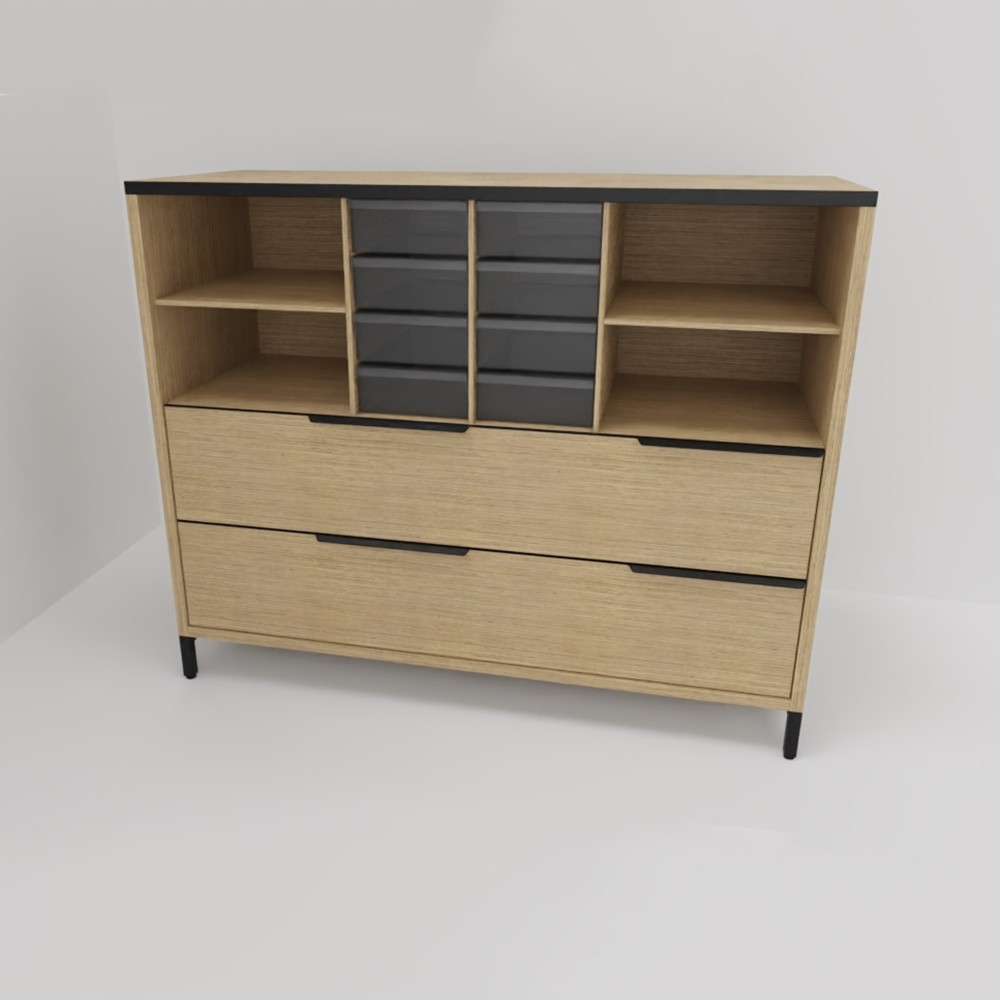 Tisanière Alliance multiplis et noir avec tiroirs coulissants Clen