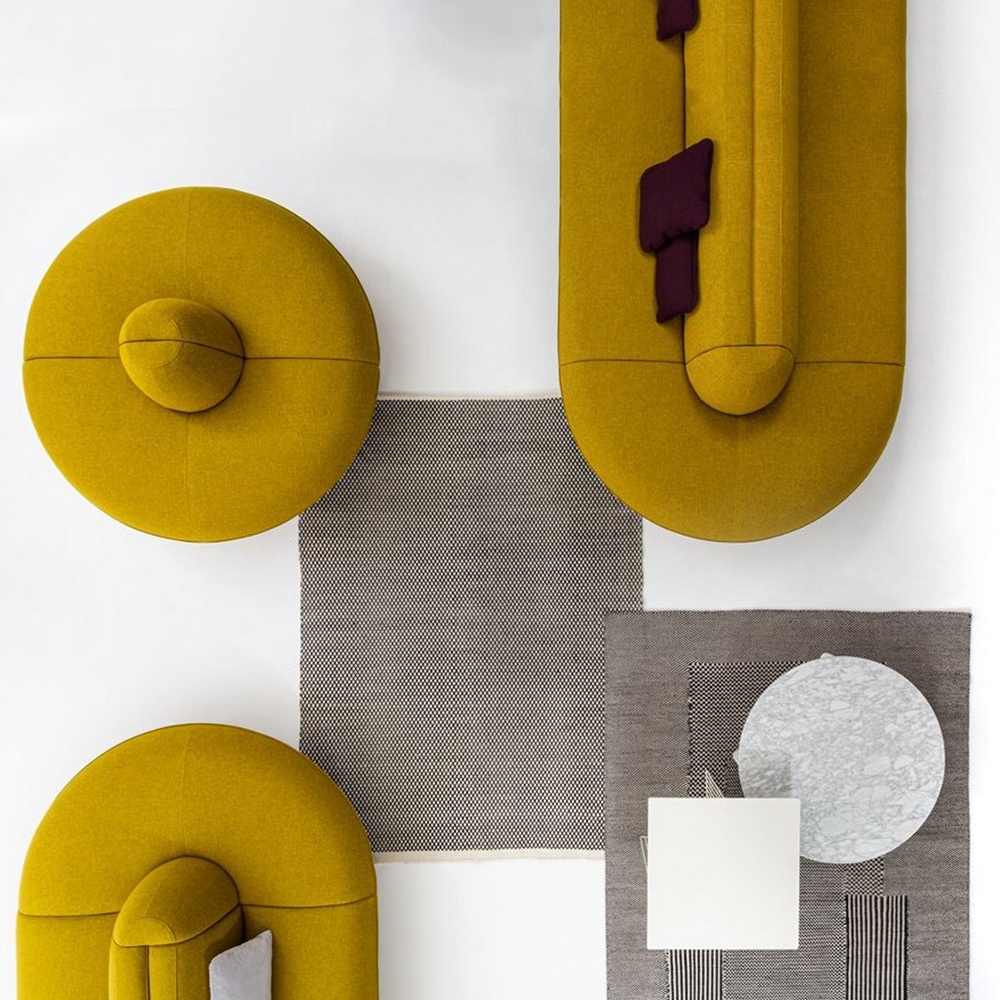 Banquettes modulaires Couchette LaCividina tissu jaune 