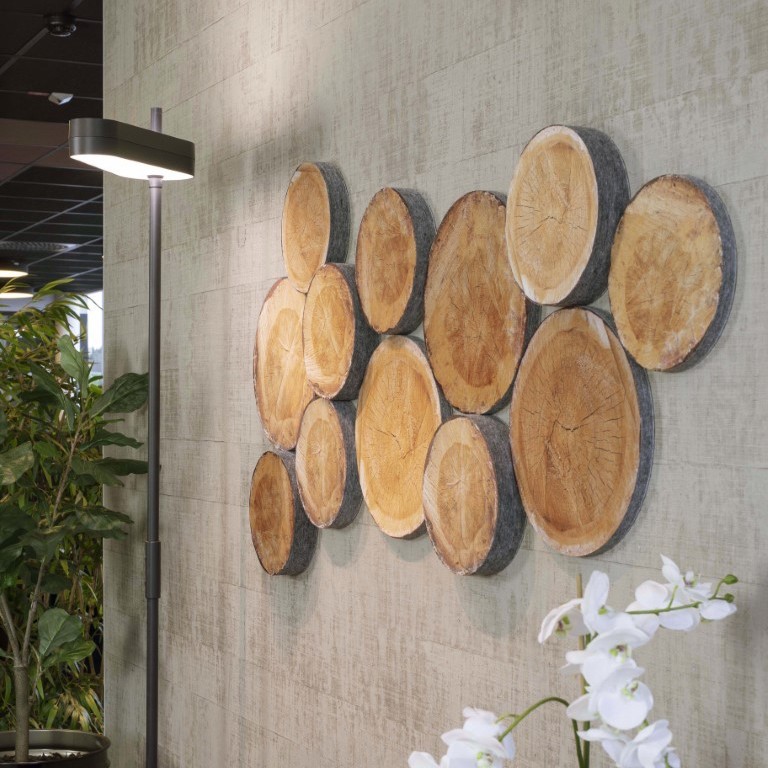 Panneaux acoustiques muraux impression rondin de bois Woodstock Ecosund Gotessons