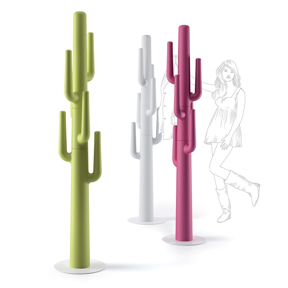 Porte-manteaux design en forme de cactus LAPSUS PLUST coloris vert, blanc ou rose