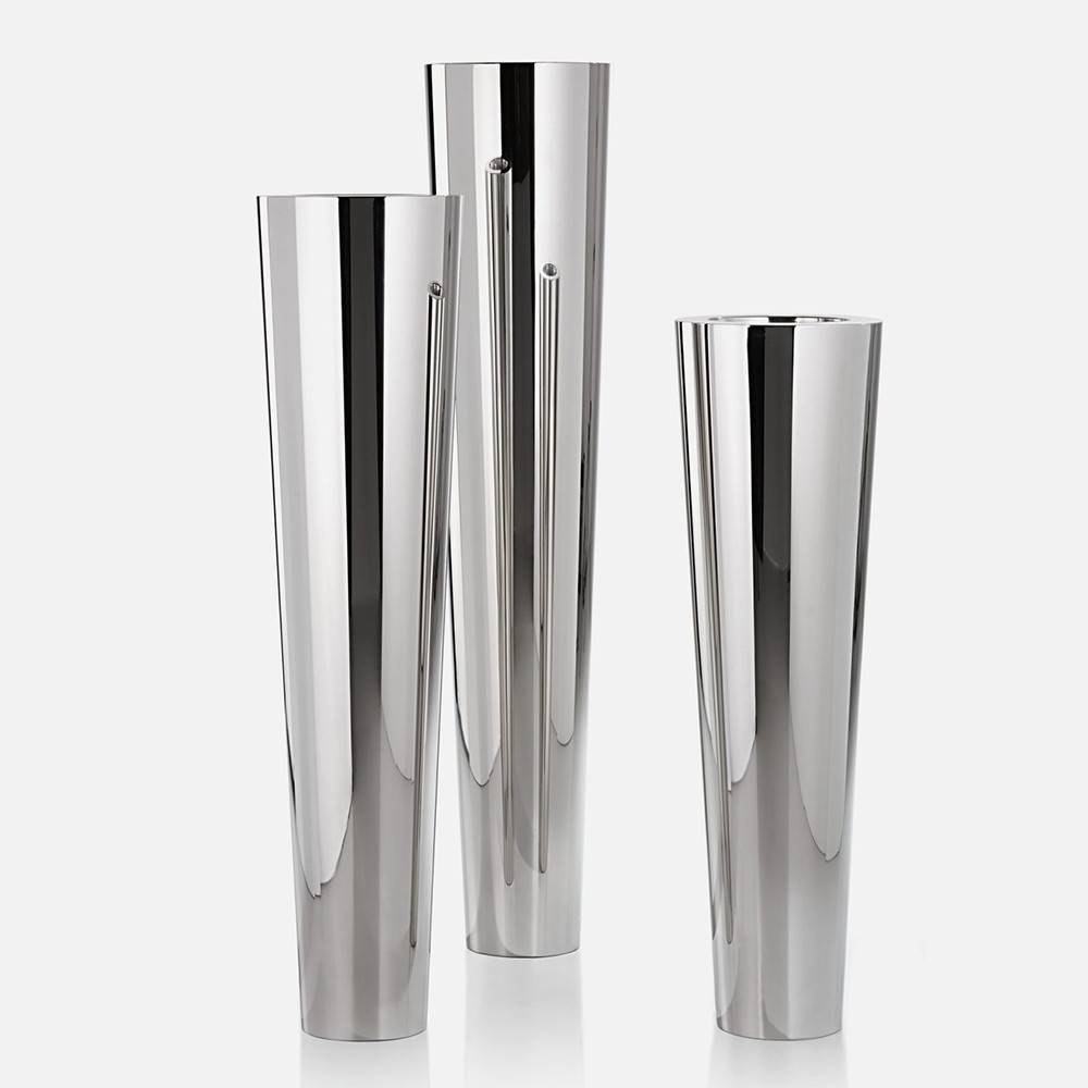 Pot de fleur design en acier inox poli Narnya De Castelli