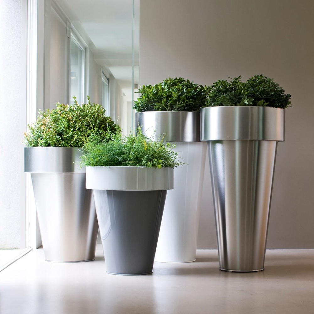 Pot de fleur design acier inox Delta De Castelli