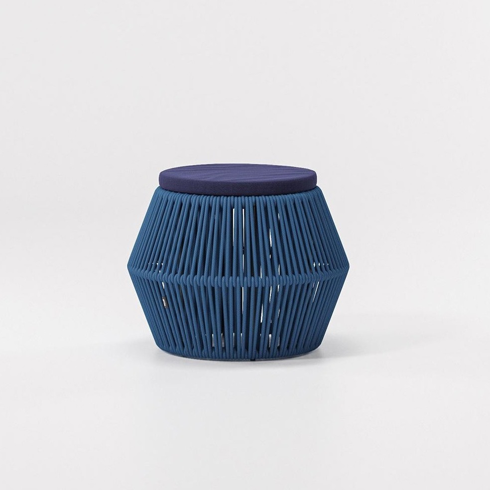 Pouf design en corde avec coussin d'assise ZIGZAG Kettal