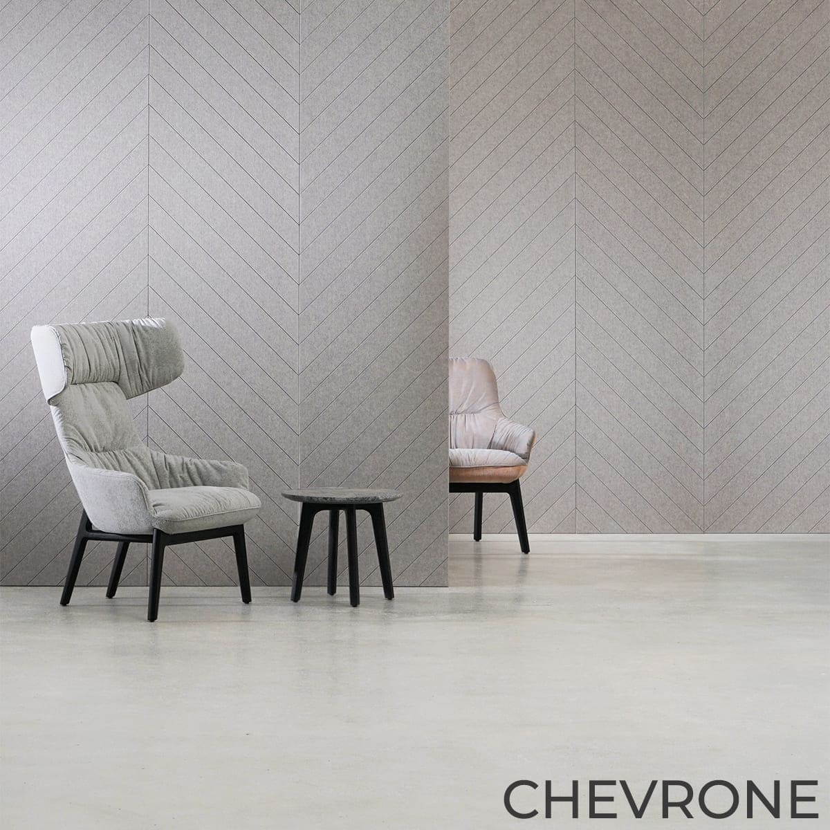 Panneaux muraux acoustiques LINES motif chevron en feutre PET pour aménagement de bureaux