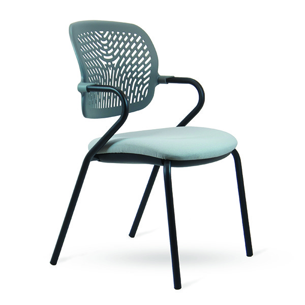 Siège de réunion avec accoudoirs Flexa, dossier gris, structure noire